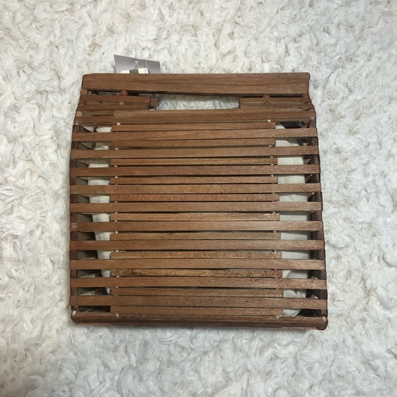 Anthropologie Daniela Wood Paneled Tote Bag - Picture 4 of 4